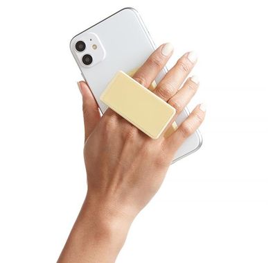 هاندل قبضة هاتف صلبة ، أزواج مع أي هاتف ذكي ، مسند متعدد الوظائف ، متوافق مع الشحن اللاسلكي ، قبضة الهاتف والحامل - اصفر