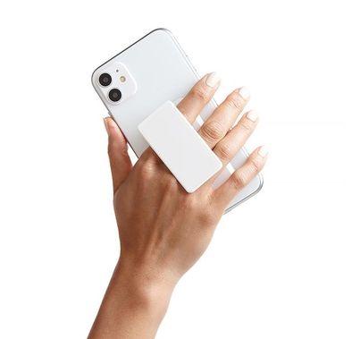 Handl Solid Mobile Stand Phone Grip, Pairs with Any Smart Phone, Multi-functional Kickstand, Compatible with Wireless Charging, Phone grip and Stand - White