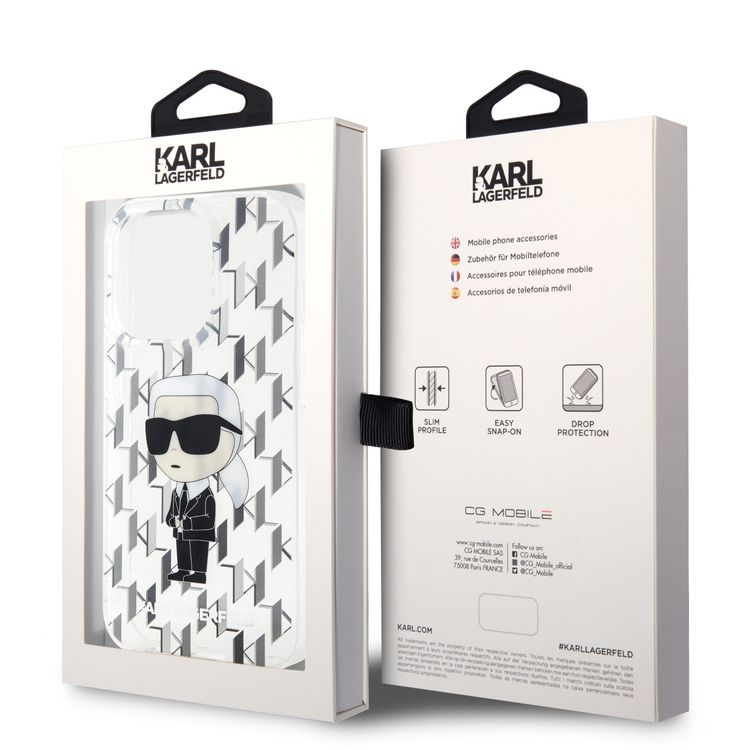 Karl Lagerfeld IML IKonIK Monogram Hard Case for iPhone 15 Pro Max - Transparent