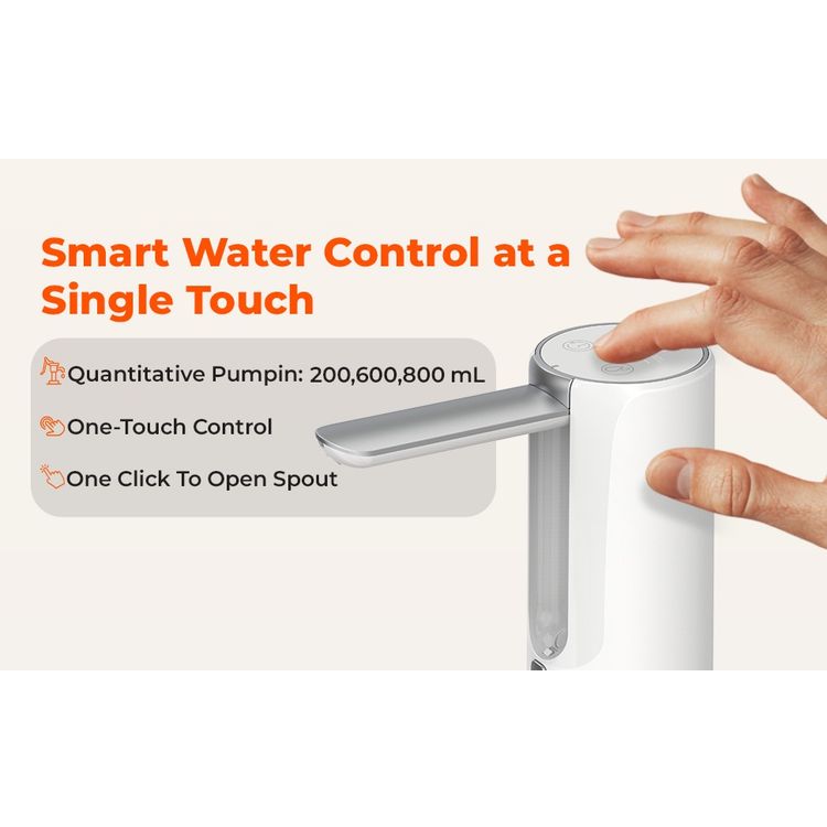 Porodo Lifestyle Desktop Water Dispenser with 1200mAh Battery Capacity, 4W Rated Power, Rechargeable Battery, Digital Display, Compact & Portable - White