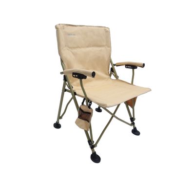 Green Lion Outdoor Camping Chair with Carrying Bag, 150kg Load Capacity, Bottle Holding Pocket, Camping Friendly, Non-Slip Feet, Easy to Carry - Desert Sand