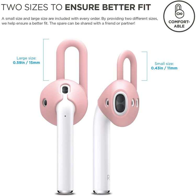 Elago Silicone Earpad For Apple AirPods 1/2 Generation, Two Sizes, Premium Silicone, Suitable for Jogging, Cycling, Gym and Other Fitness Activities