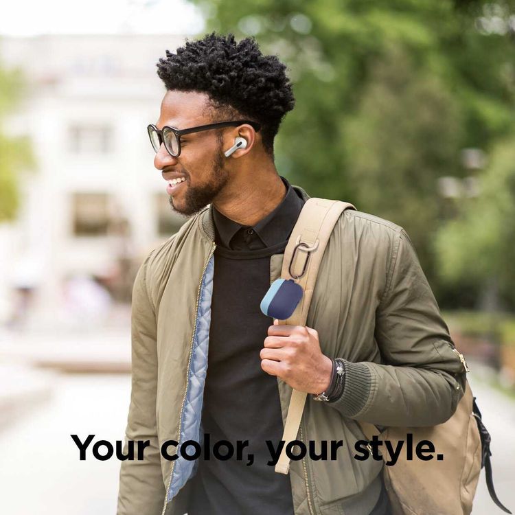 Elago Duo Hang Case for Apple Airpods Pro - Top-Pastel Blue / Nightglow Blue, Bottom-Jean Indigo