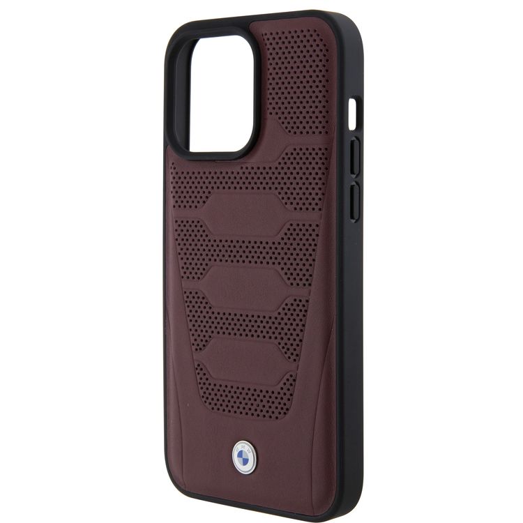 BMW Leather Case with Sign Seats Pattern for iPhone 15 Pro  - Burgundy