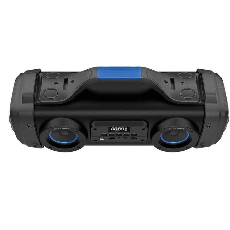 Porodo Soundtec Pure Bass Portable Wireless Bluetooth Party Speaker with Classic Handle - Built-in Rechargeable Battery 4400mAh - USB disk/FM Radio/AUX/Bass & Concert Mode - Black