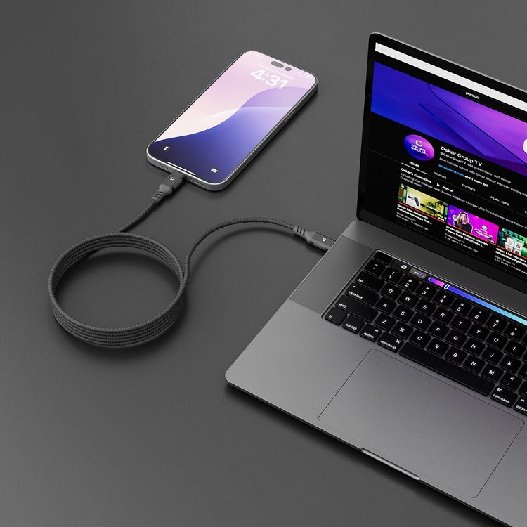 كابل باورولوجي ماج لينك ويف من USB-C إلى لايتنينج مع قدرة توصيل طاقة بقوة 30 واط، بطول 1.2 متر، مصنوع من النايلون المجدول، عمر افتراضي يصل إلى 20000 انحناء، بتصميم لا يشتبك، موصل معزز، شحن سريع ونقل بيانات - رمادي