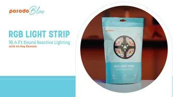 Porodo Blue RGB Light Strip Sound Reactive Lighting in UAE | 5m Length - Black Color | (PB-RGBSL)