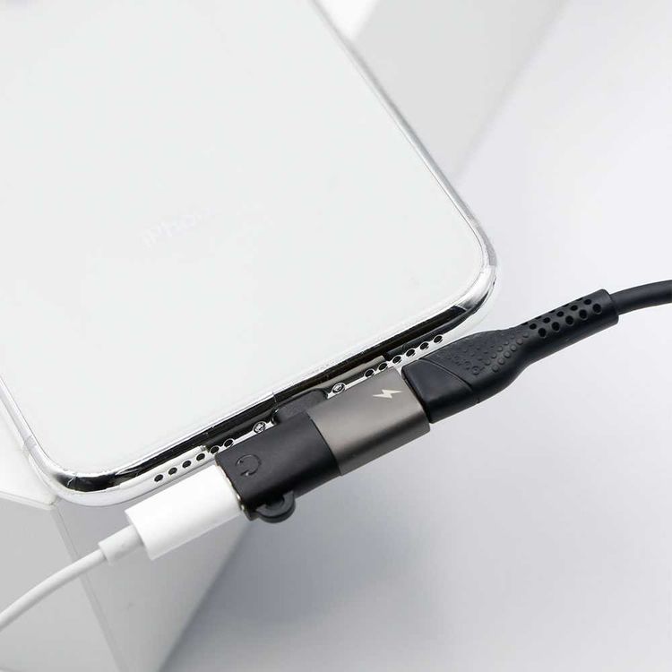 Porodo PD-LLDONG-BK Dual Adapter Lightning Splitter Adapter With Dual Ports For iPhone, lightweight and portable - Black