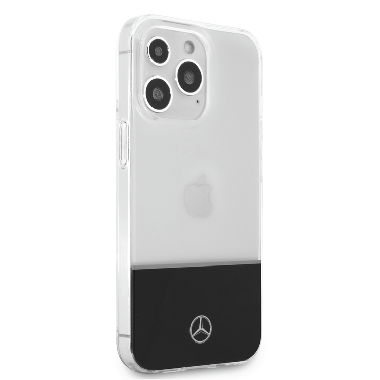 Mercedes-Benz PC/TPU Case with Silver Electroplated Middle Line iPhone 14 Pro Compatibility - Transparent