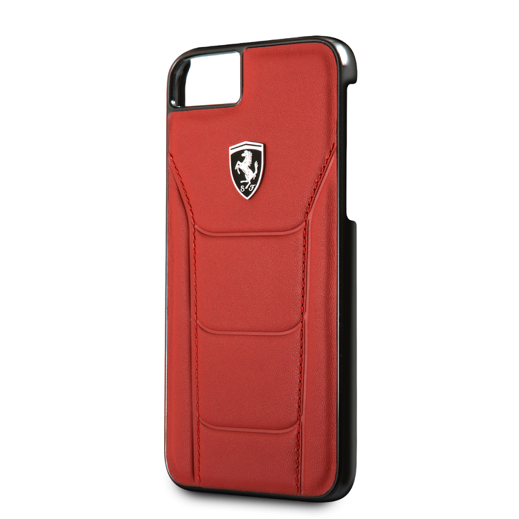 CG MOBILE Ferrari Heritage 488 Genuine Leather Hard Phone Case Compatible for iPhone 7 / 8 | Shock & Scratch Resistant Mobile Case Officially Licensed - Red