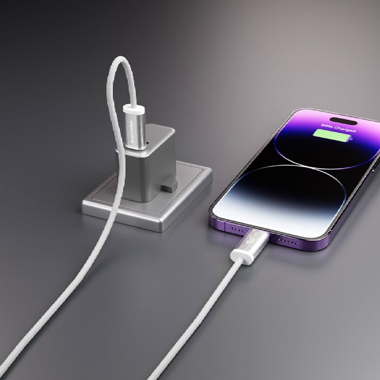 Porodo Woven 30W Type-C To Lightning Cable Cable 1.2M  - White