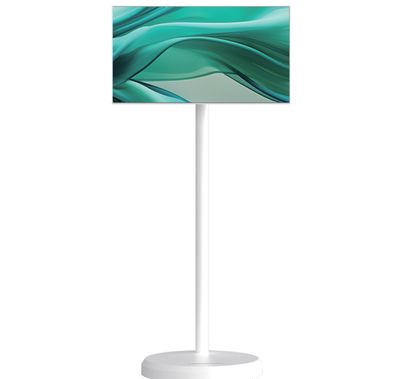 باورولوجي شاشة ذكية أندرويد 22 بوصة مع قاعدة بعجلات - أبيض