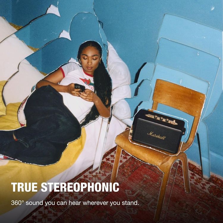 Marshall Kilburn III Portable Wireless Speaker with 50+ Hours Playtime, Stereo Sound, 3.5mm AUX & Auracast Connectivity, Bluetooth Version 5.3, IP54 Water Resistance Level - Black / Brass