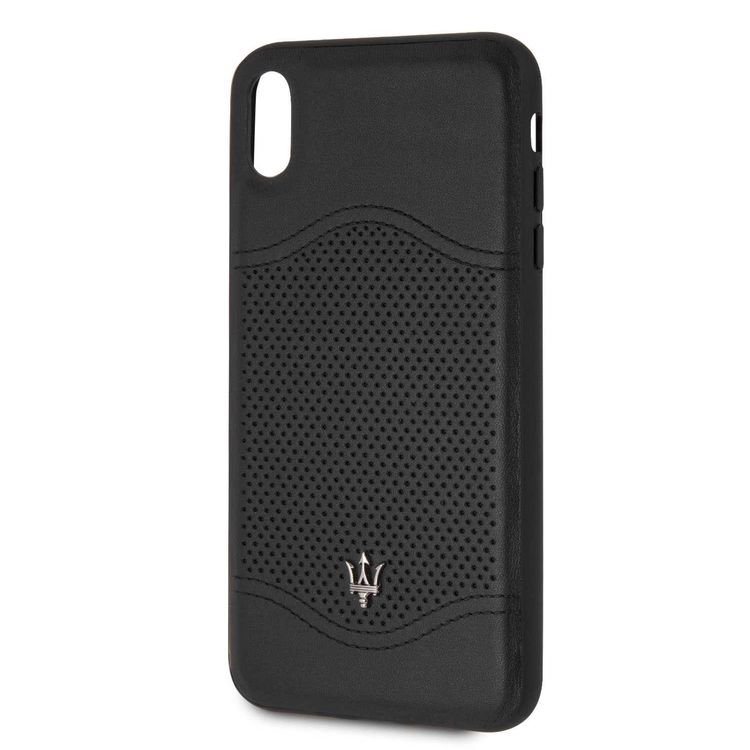Maserati Granlusso Genuine Leather Hard Case for iPhone Xs Max - Black