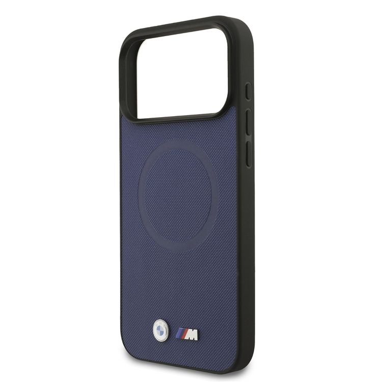 BMW MagSafe Full Wrapped Leather Case with Metal Logos for iPhone 17 Pro, Sustainable Packaging, Easy Snap-On Design, Slim Profile, Drop Protection - Navy