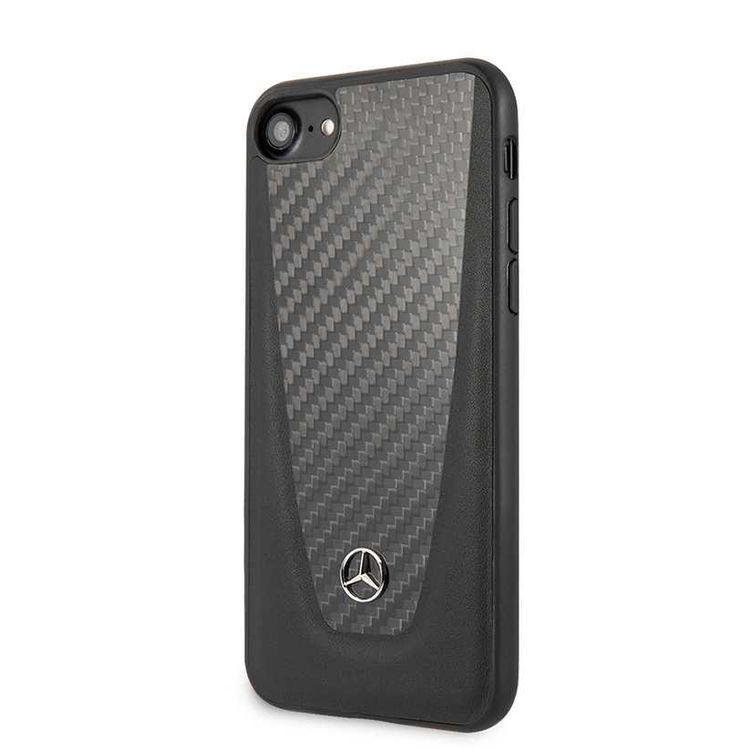 Mercedes-Benz Leather Hard Case with Carbon Fiber for iPhone SE 2 - Black
