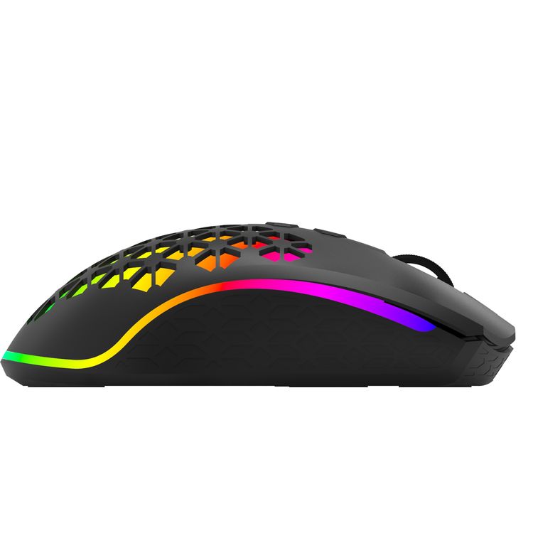 Porodo Wireless Gaming Mouse with 20 Million Clicks Lifespan, Sleek Design, Matte Surface, Super Lightweight, 100 IPS Tracking Speed, 600mAh Built-in Battery - Black