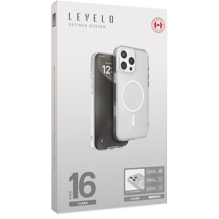Levelo MagSafe Clara Clear Case for iPhone 16 Pro with Clearview Technology & 3H Scratch Resistance - Clear