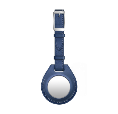 Viva Madrid Airtrax Leather Luggage Tag Case Compatible for AirTag, Scratch Protective Skin Cover, Anti-Lost Holder Suitable for AirTag Bluetooth Tracker - Blue