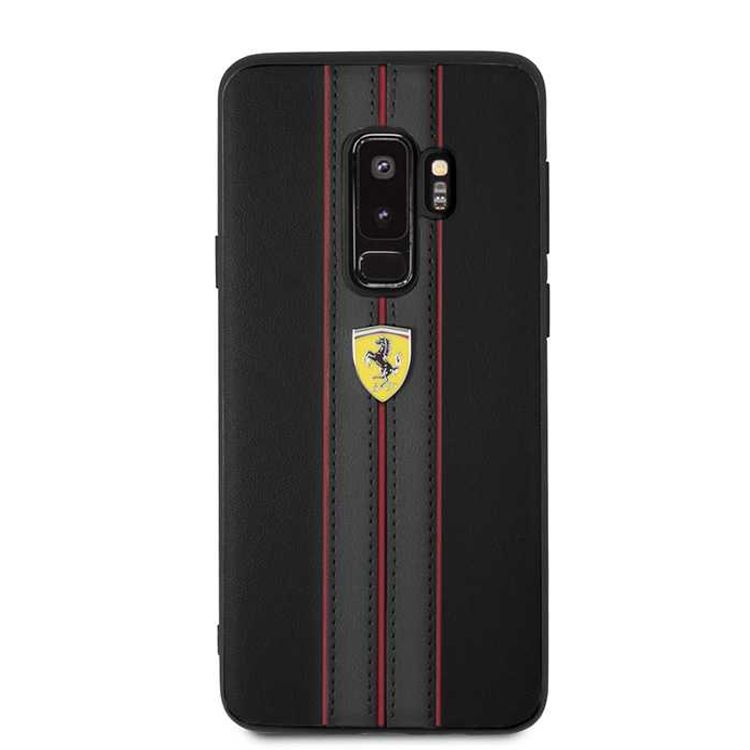 CG MOBILE Ferrari On Track PU Leather Hard Phone Case Compatible for Samsung Galaxy S9 Plus | Protective Mobile Case Officially Licensed - Black