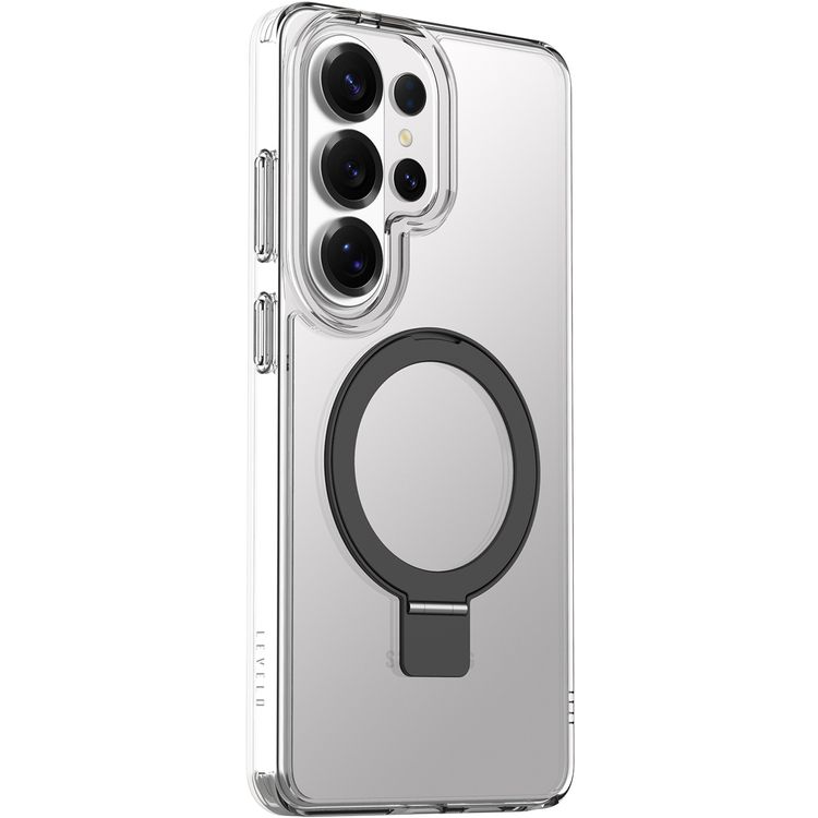 Levelo Verona MagSafe Kickstand Hybrid Case for Samsung S26 Ultra, Shock-Resistant Bumper, Multi-Functional Ring Kickstand, Drop protection - Clear