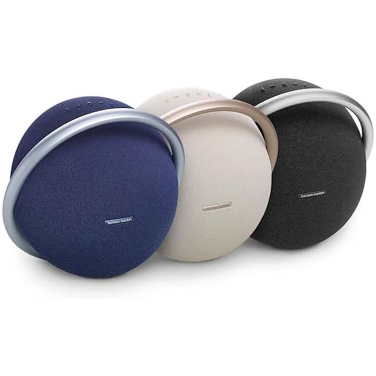 Harman Kardon Portable Bluetooth Speaker Onyx Studio 8 with Elegant Design, Self-Tuning, Eco-friendly Materials, Built-in Dual Microphone, Stereo Sound with Two Speakers - Blue