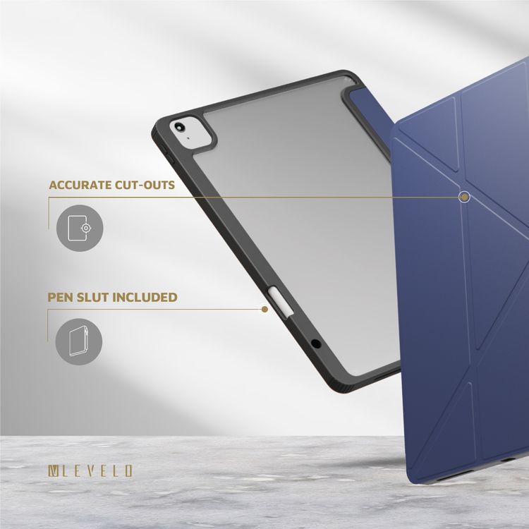 Levelo Conver Clear Back Hybrid Case for iPad Air 13", Lightweight Design, Precise Cut-Outs, Easy Snap-On - Blue 