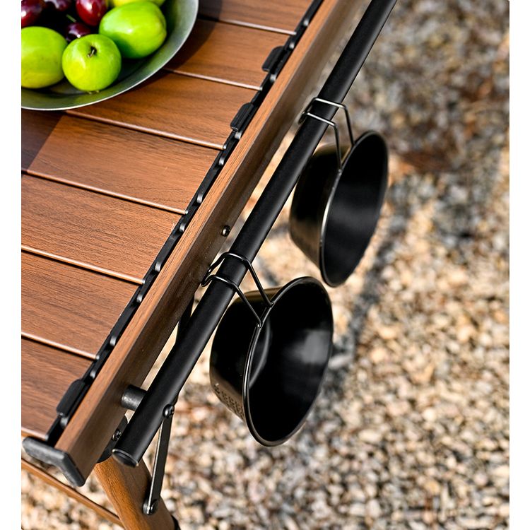 طاولة تخييم قابلة للطي محمولة من بورودو لايف ستايل مع موقد قابل للفصل وشبكة، سعة تحميل 150 كجم، نطاق ارتفاع من 45.5 إلى 58 سم، مادة الألومنيوم - بني