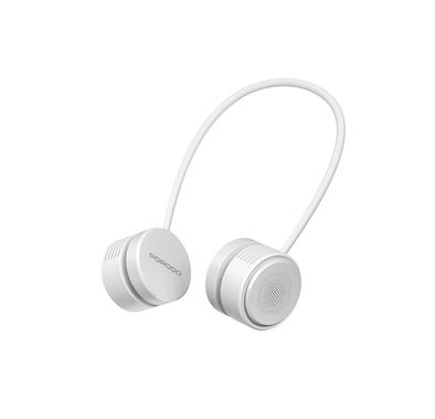 Porodo AirFlex Bladeless Neck Fan with 3 Speed Levels, Up to 5 Hours Working Time, 1600mAh Battery, USB-C Charging Interface, Skin-Friendly Material, Flexible Neck Design - White