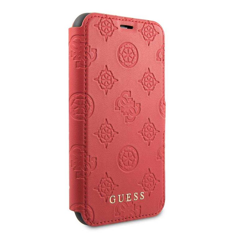 CG MOBILE Guess 4G Peony Booktype PU Leather Phone Case Compatible for iPhone 11 (6.1") Mobile Case with Card Holder Inside Officially Licensed - Red