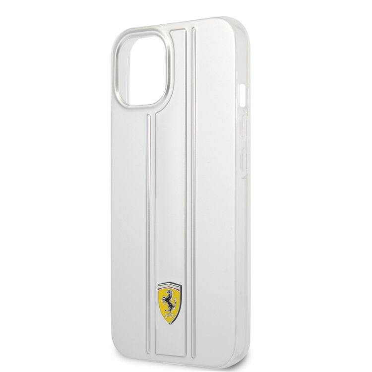 CG MOBILE Ferrari PC/TPU Transparent Hard Case with 3D Stripes Compatible for iPhone 13 Mini (5.4") Scratches Resistant, Easy Access to All Ports