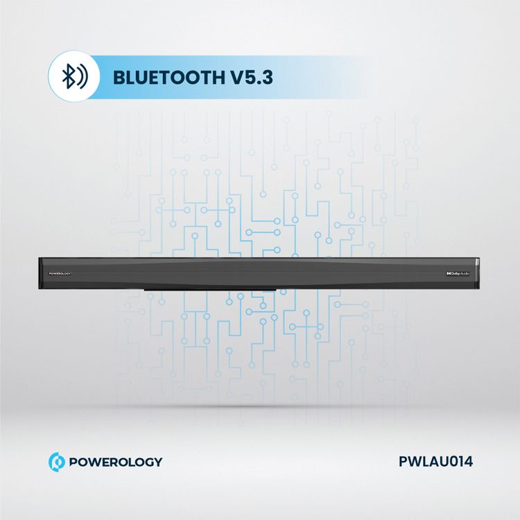 Powerology 5.1CH Home Theater Soundbar with Dolby Audio with Wireless Subwoofer/Surround, 10M Bluetooth Range, LED Display, Remote control, TV ARC Input, USB & AUX Port -  Black