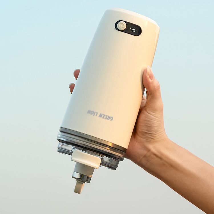 Green Lion Auto-Stirring Mug with 304 Stainless Steel, 30 Seconds Auto Shut-off, Food-Grade Materials, 150 Times Stirring, Portable Handle, Drip-Free Spout, 350mL Capacity, Magnetic Stir Bar - Cream