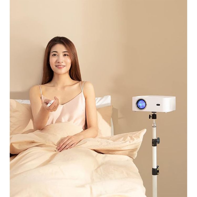 Wanbo Projector X1 120 inches, Tabletop Mount, More than 20,000 Hours Lamp Lifespan, Android 9.0 OS, Full Glass Lens, Portable - White