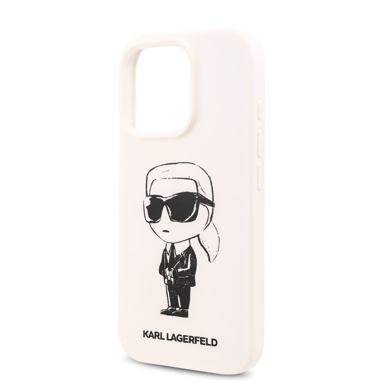 Karl Lagerfeld TPU Silicone Hard Case with ikonik Graffiti Logo for iPhone 16 Pro Max, Durable Material, Comfortable and Secure Grip, Lightweight and Slim - White