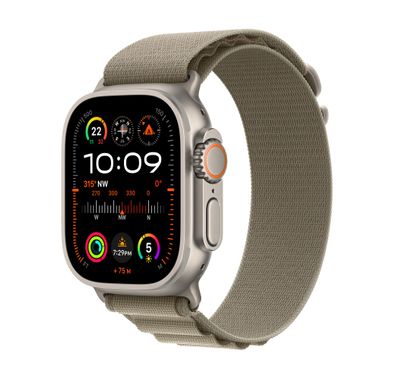 Apple Watch Ultra 2 [GPS + Cellular 49mm] with Titanium Case & Olive Alpine Loop | Medium
