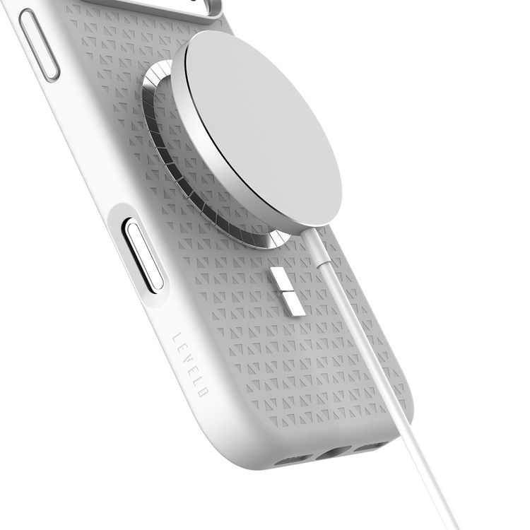 Levelo Fiora MagSafe Liquid Silicone Case for iPhone 17 Pro Max, Strong Magnets, Aluminum Alloy Frame for Camera & Buttons, Shock-Resistant Bumper, Premium Silicone Grip - Silver