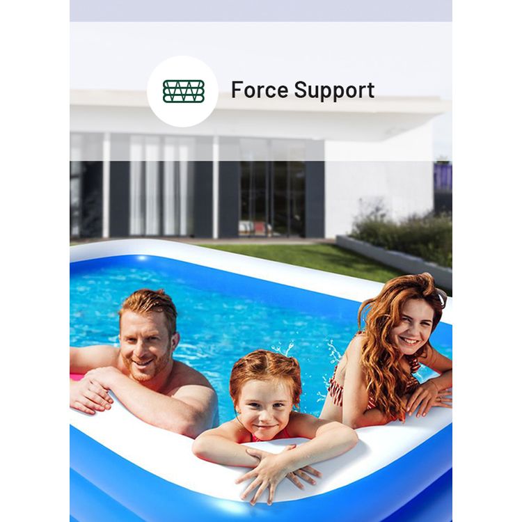Green Lion Inflatable Swimming Pool with 1000L Water Capacity, Large, PVC, Fits 7-9 People, Suitable for 3+ Years Old, Sun Protection, Force Support, Odorless - Blue