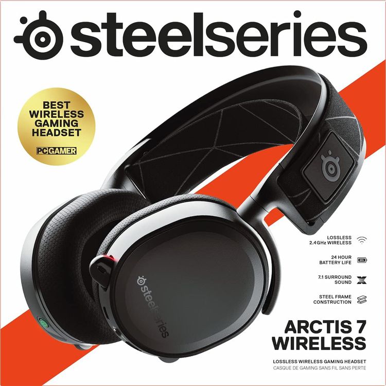 SteelSeries Arctis 7 (2019 Edition) Lossless Wireless Gaming Headset with DTS Headphone: X v2.0 Surround for PC and PlayStation 4, Black | 61505 (PS4)