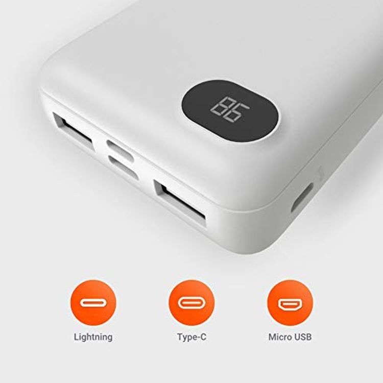 Porodo 4-Port Power Bank with Digital Power Display - 10000 mAh - White