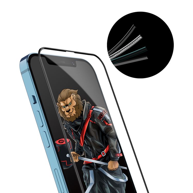 واقي شاشة زجاجي منحني بالكامل ثلاثي الأبعاد Forte HD من Green Lion متوافق مع هاتف iPhone 12 Pro Max (6.7 بوصة)