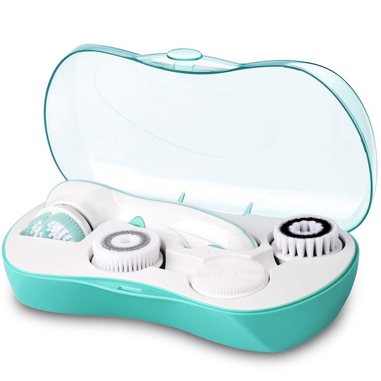 Porodo 4-in-1 Facial Cleansing Brush with 4 Brush Attachments, 2 Speed Levels, 360° Rotation, 500mAh Battery Capacity, 2 Hours Working Time, IPX6 Water Resistance Level, Type-C Charging Interface - White