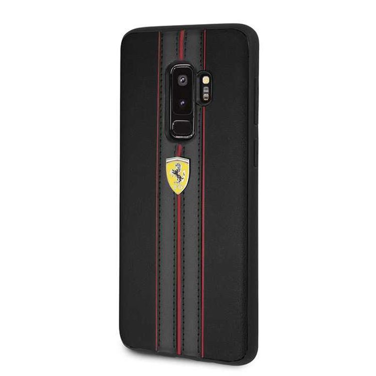 CG MOBILE Ferrari On Track PU Leather Hard Phone Case Compatible for Samsung Galaxy S9 Plus | Protective Mobile Case Officially Licensed - Black