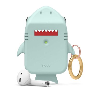 Elago Shark Case Compatible for Apple Airpods, Protect with Style, Durable Premium Silicone, Special Anti-Slip Coating in Cap, Lightweight, Bring It Anywhere w/ You - Baby Mint