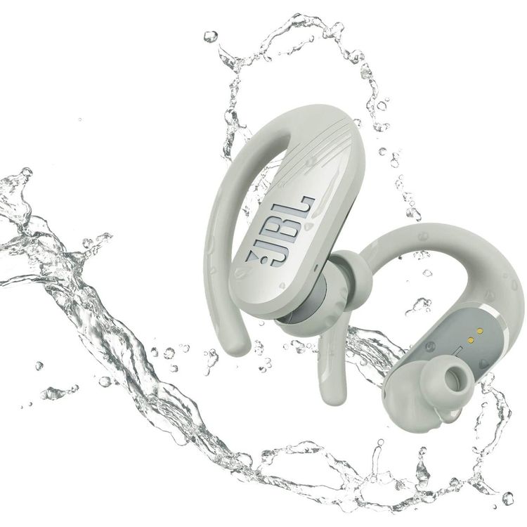 JBL Endurance Peak 2 Waterproof True Wireless In-Ear Sport Headphones, Pure Bass Sound, Bluetooth Headphones 30hours Battery, IPX7 Water & Sweat Proof - White