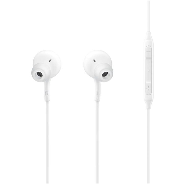 Samsung Stereo Type-C Earphones Sound By AKG with Microphone, Wired Headset, Two-Way Speaker, ‎Tangle-Free Cord, 3 Button Media Control, Universal Compatibility, Lightweight, Fabric - White