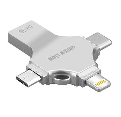 Green Lion 4-in-1 USB Flash Drive 64GB with High Speed Da...