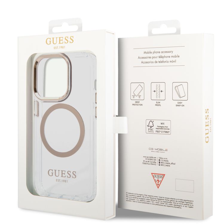 Guess Magsafe Compatibility Transparent Outline iPhone 14 Pro Compatibility - Gold