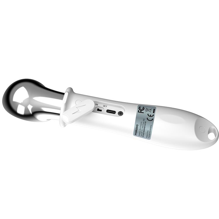 Porodo Rechargeable Heated Ice Cream Scoop with Dual Temperature Modes, 2000mAh Battery, 60-80 Minutes Unloaded Endurance, Rapid Heating Technology, Safety Switch Lock - White