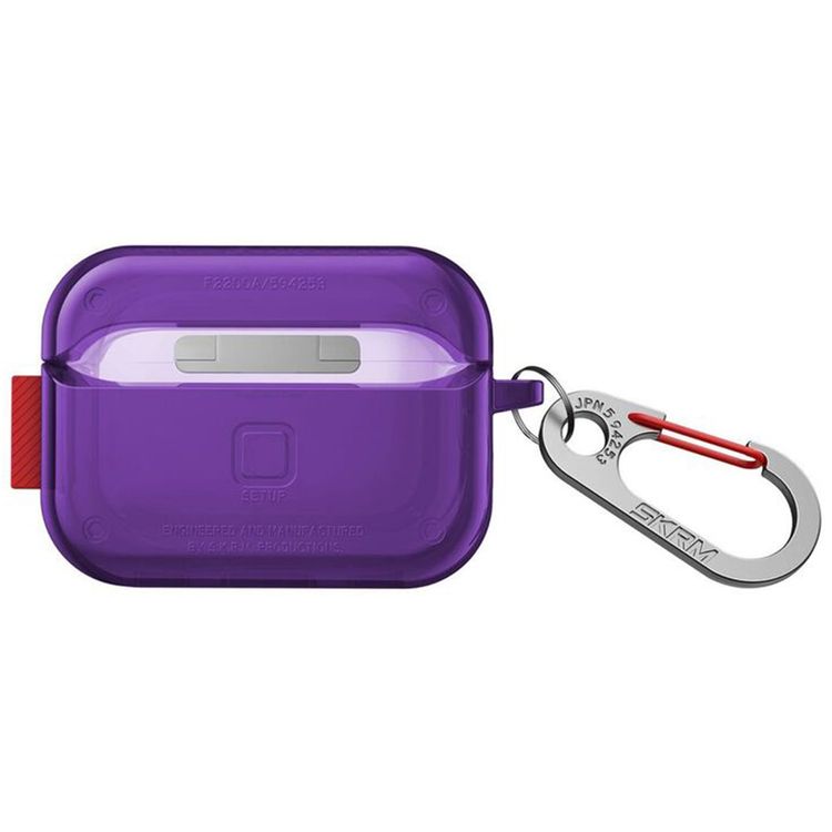 Skinarma Saido Case Compatible with both AirPods Pro 1st and 2nd Gen, Sturdy zinc-Alloy Hook Carabiner, Full 360º Protection that Covers Intire Case - Purple